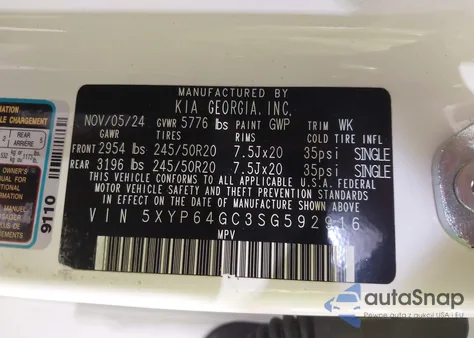 2025 Kia Telluride S z USA, uszkodzony, nr VIN 5XYP64GC3SG592916